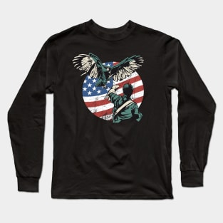 Falconry USA American Flag Long Sleeve T-Shirt